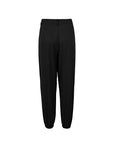 Simple Slot Pocket Elastic Stitching Black Cropped Trousers