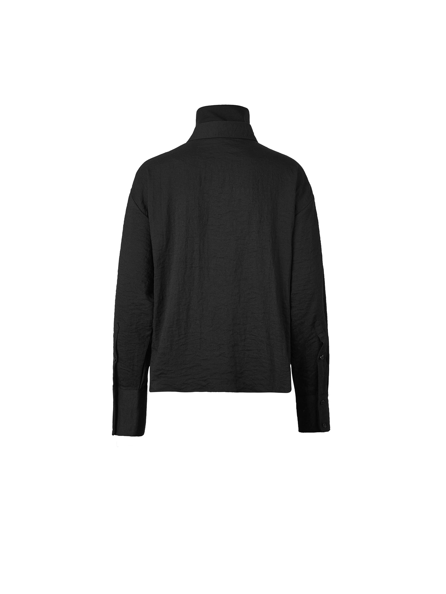 Short Black Shirt With Knit Stitching And Drop Sleeves