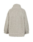 Chaqueta de lana sherpa sintética con cuello alto y bolsillo cosido