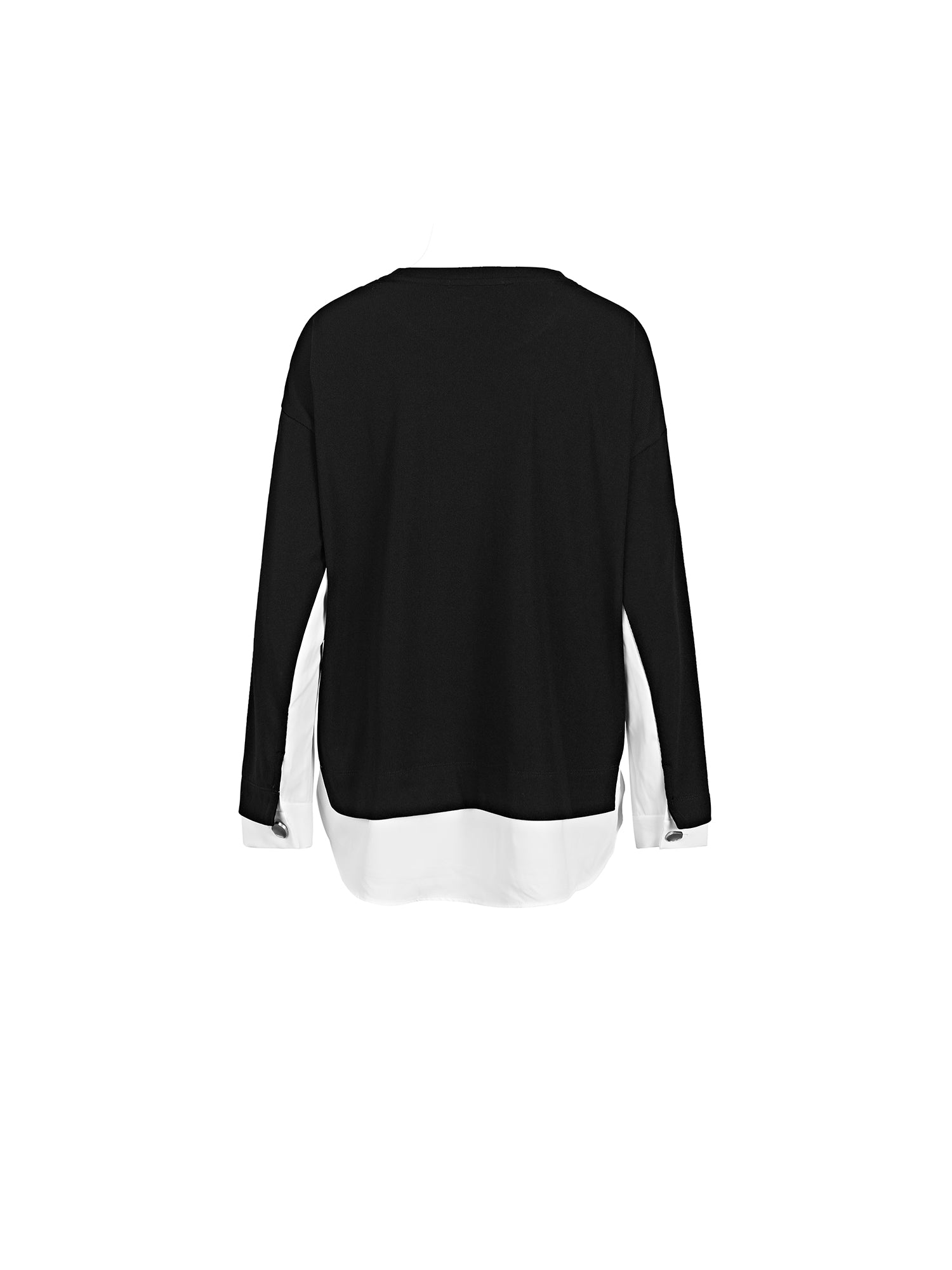 Ribbed Round Neck Color Contrast Stitching Long-Sleeved T-Shirt