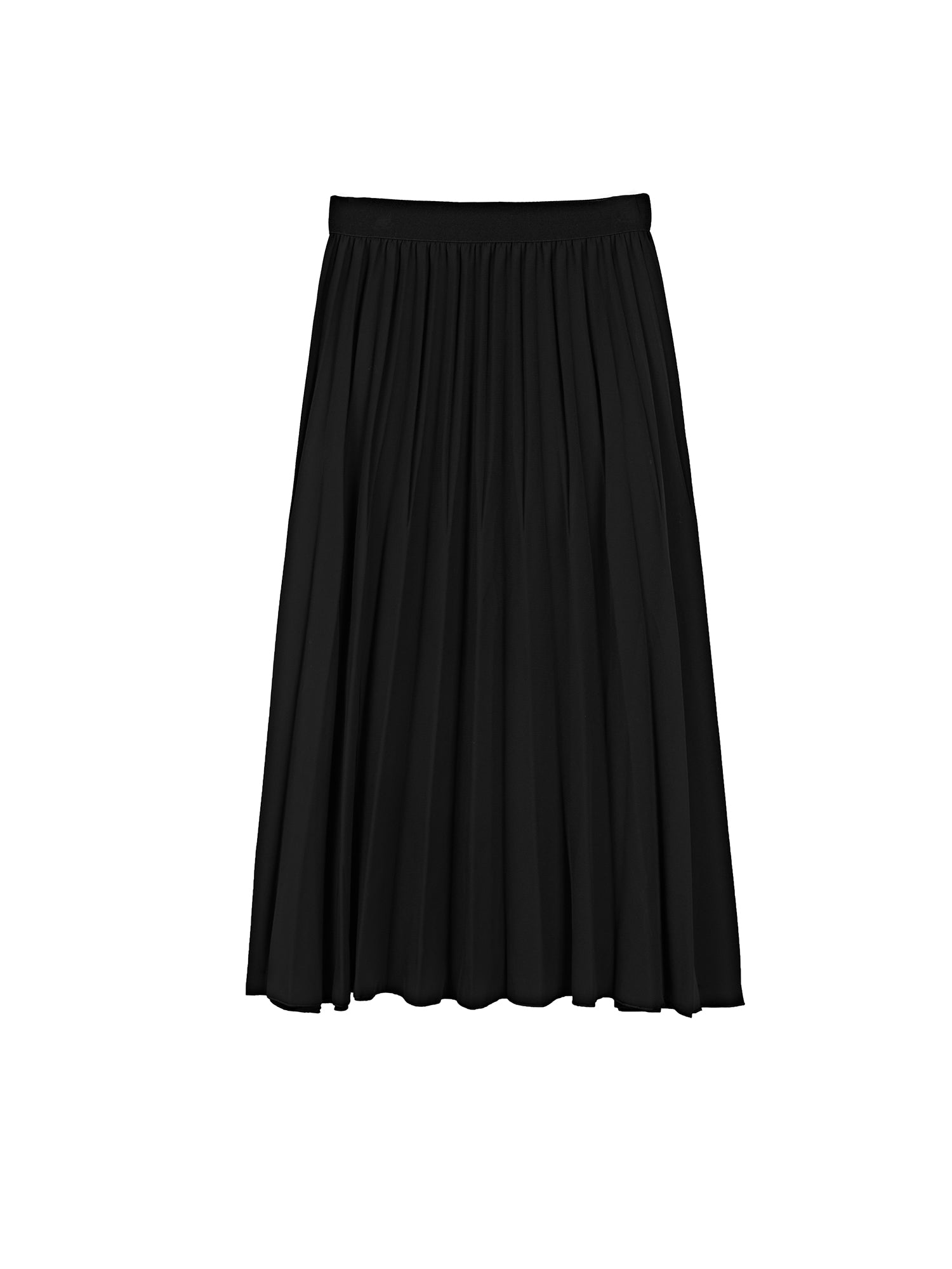 Elastic Gathered Black A-Line Maxi Skirt