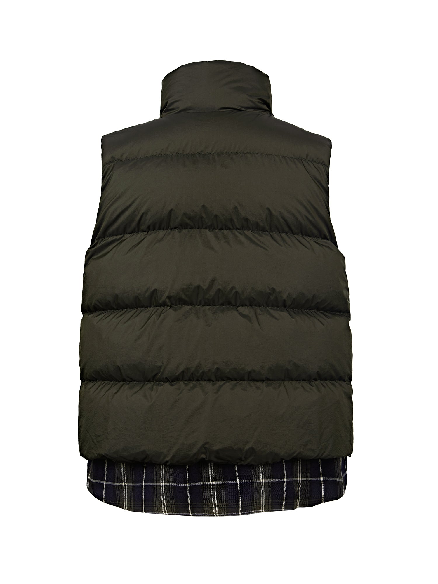 Turtleneck Plaid Shirt Fake Two-Piece Down Vest