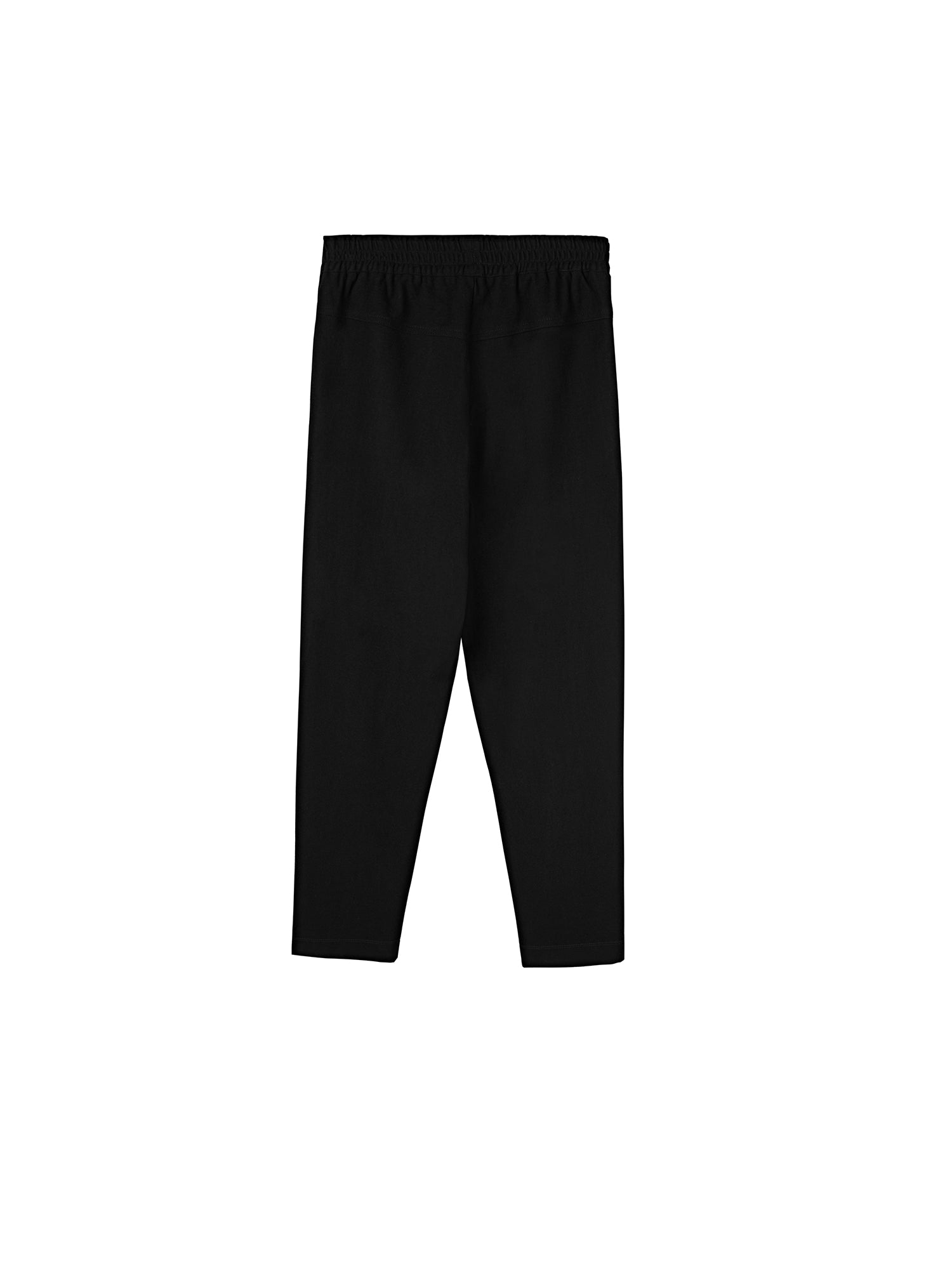 Casual Elastic Side Pocket Pure Black Cropped Pants