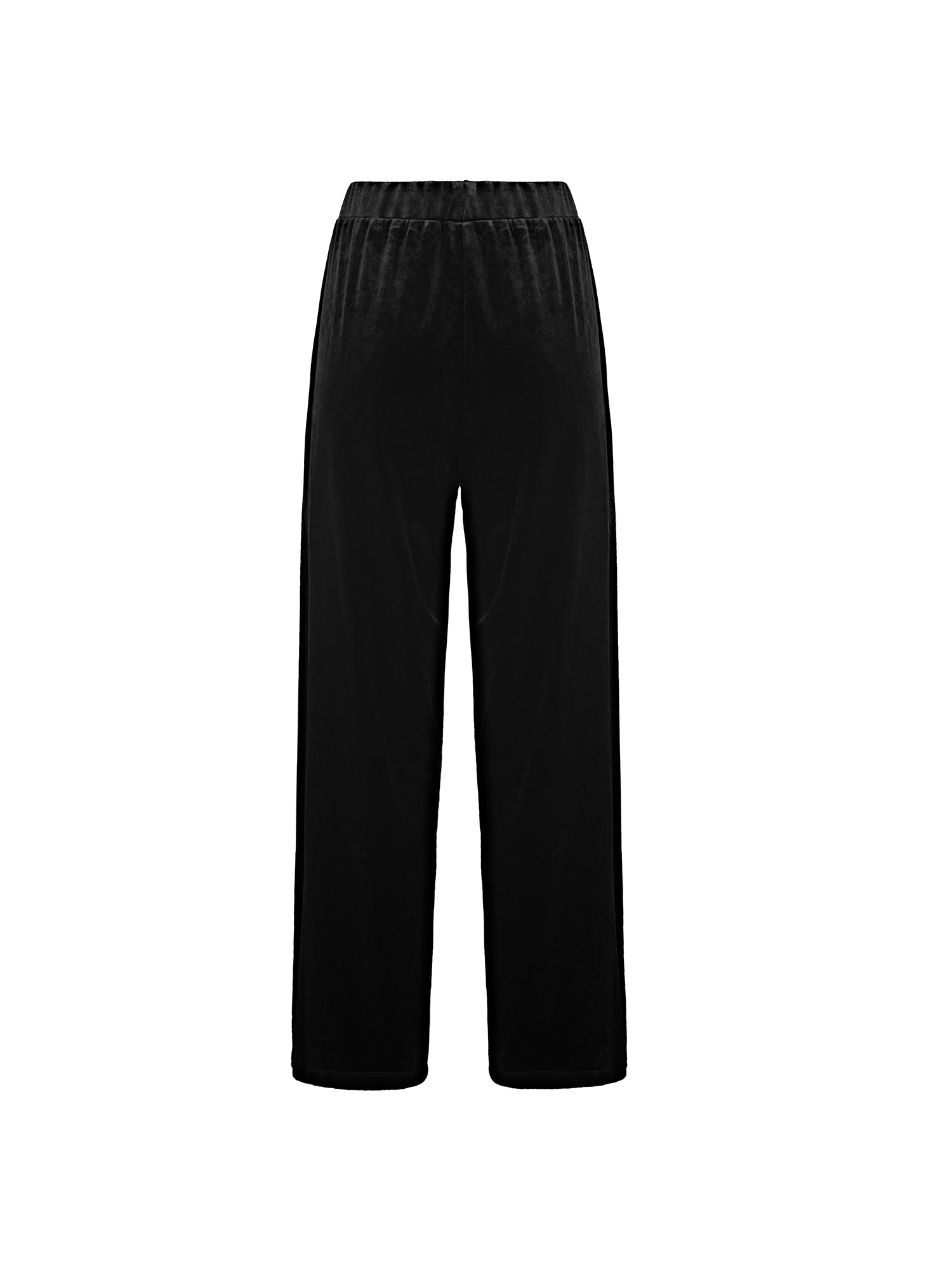 Elastic Panel Velvet Straight Black Trousers