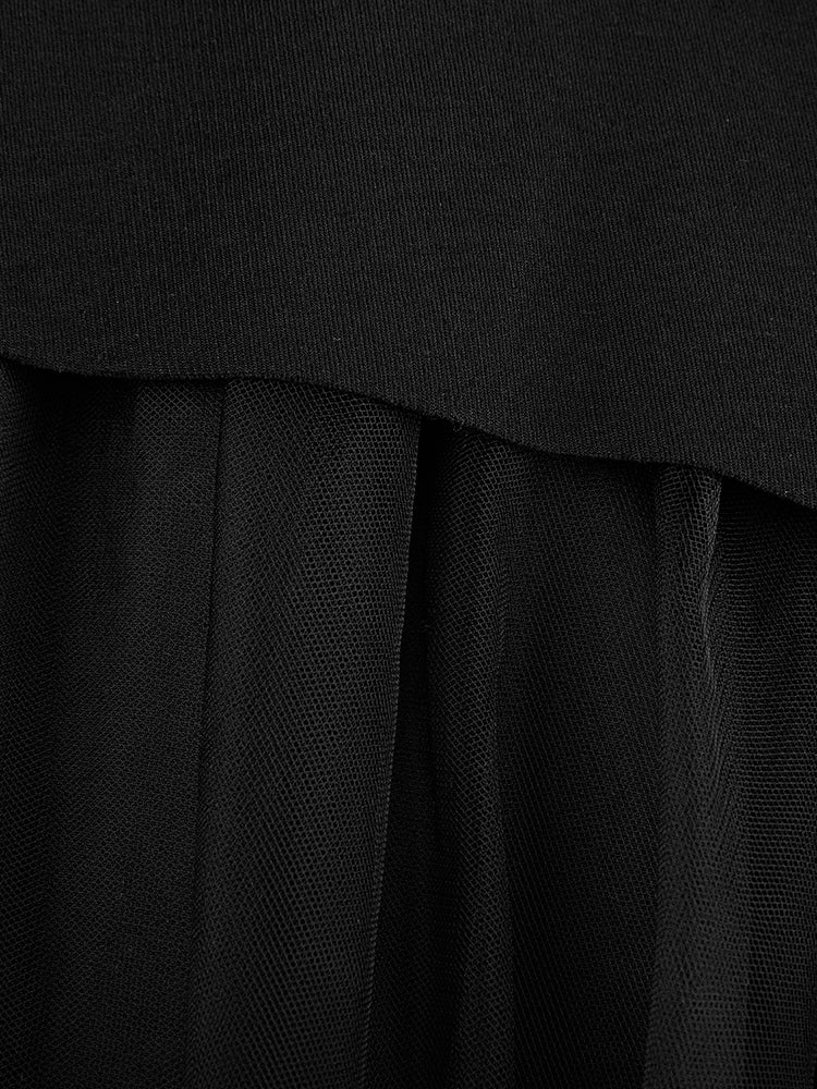 S.DEER  Mesh Printed Long Sleeve Dress with Nipped Waist - S·DEER