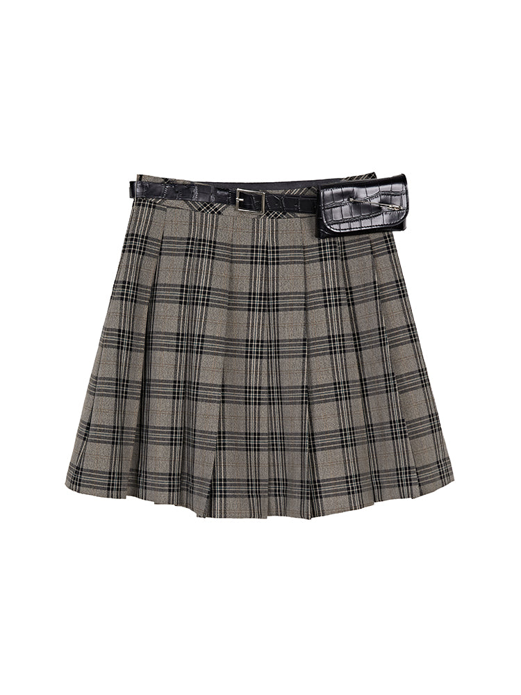 S.DEER  Statement Belt Pleated Skirt - S·DEER