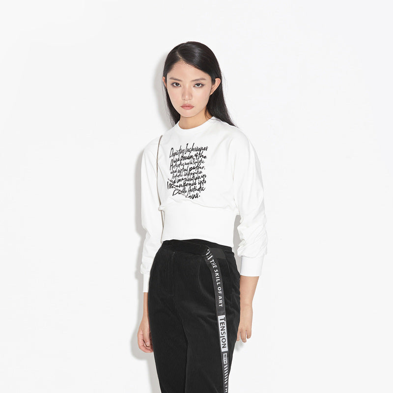 SDEER Short Long-sleeved Sweater Coat With Round Neck And Letter Print - S·DEER