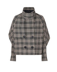 S.DEERBritish style stand collar contrast color plaid trumpet sleeve jacket S21382206 - S·DEER