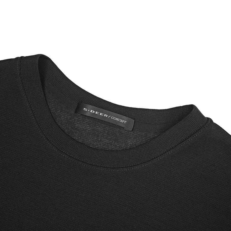 SDEER Round neck irregular stitching short-sleeved T-shirt - S·DEER