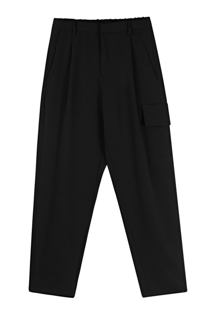 SDEER Dark Pleated Black Harem Pants Cropped Trousers - S·DEER