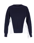 SDEER Loose Ribbed Round Neck Contrast Stitching Long-sleeved Sweater - S·DEER