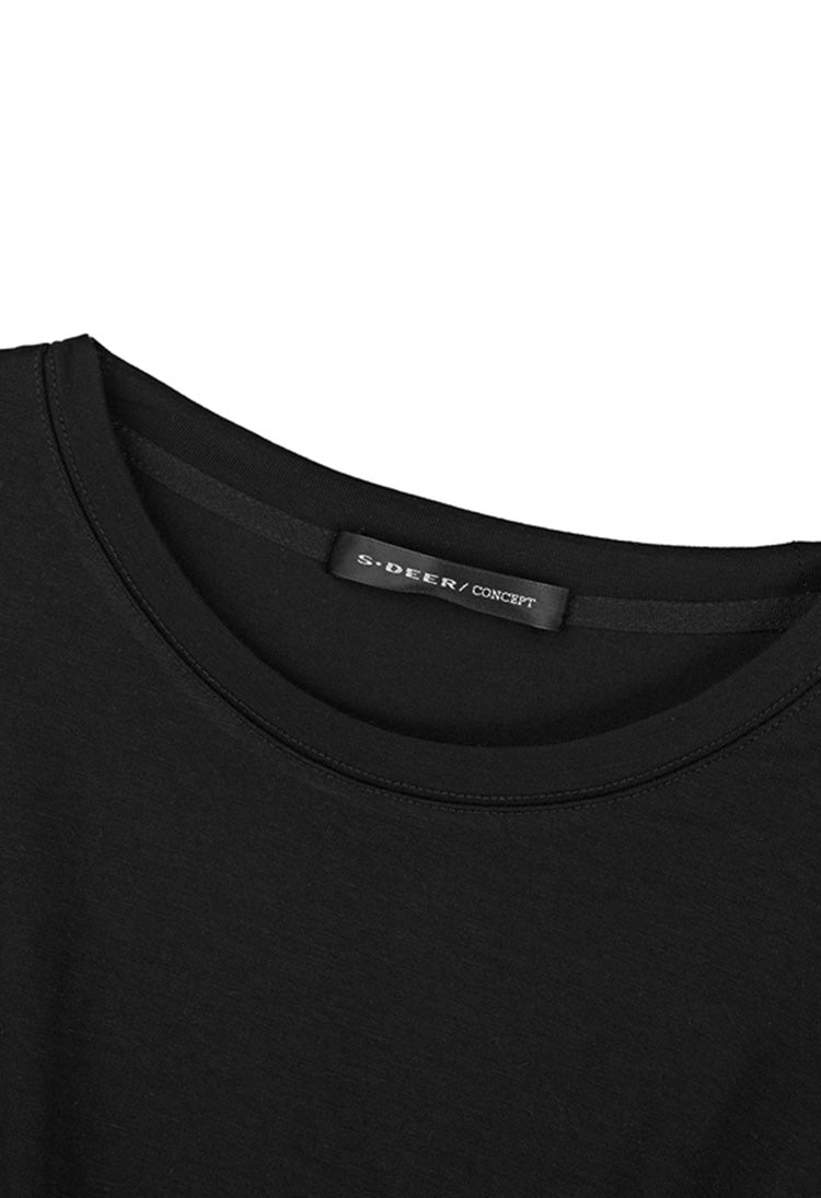 SDEER Round Neck Stacking Deconstructed T-shirt - S·DEER