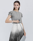 Comfortable wearing experience of the high-quality round neck pleated patchwork short-sleeve T-shirt
