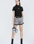 SDEER Casual stand-up collar letter print cropped T-shirt - S·DEER