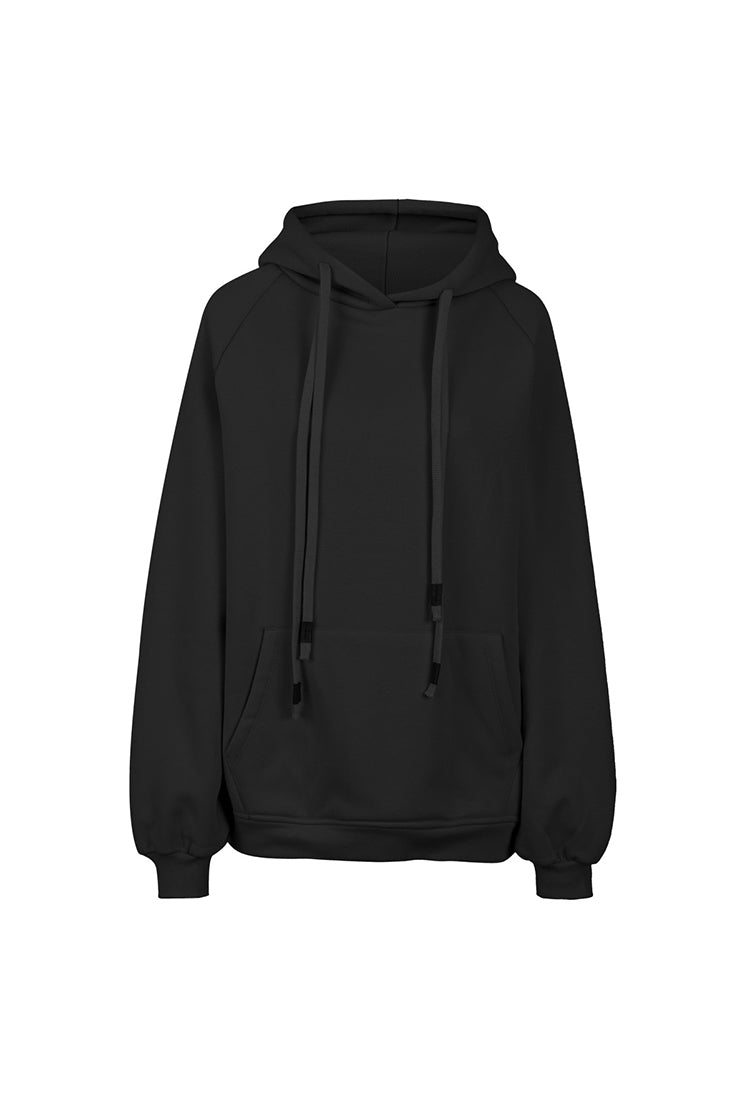 Drawstring Plush Lining Loose Hoodie